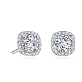 1 CT. Four-Prong Halo Moissanite Stud Earrings