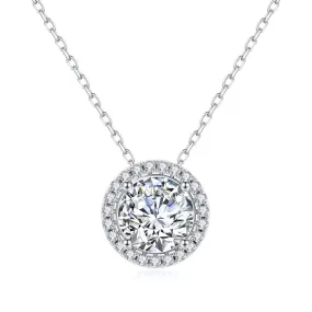 1 CT. Luxury Round Halo Moissanite Necklace