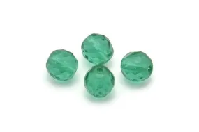 10 Vintage Sea Green Czech Glass Round Faceted Beads Cf90  CF30