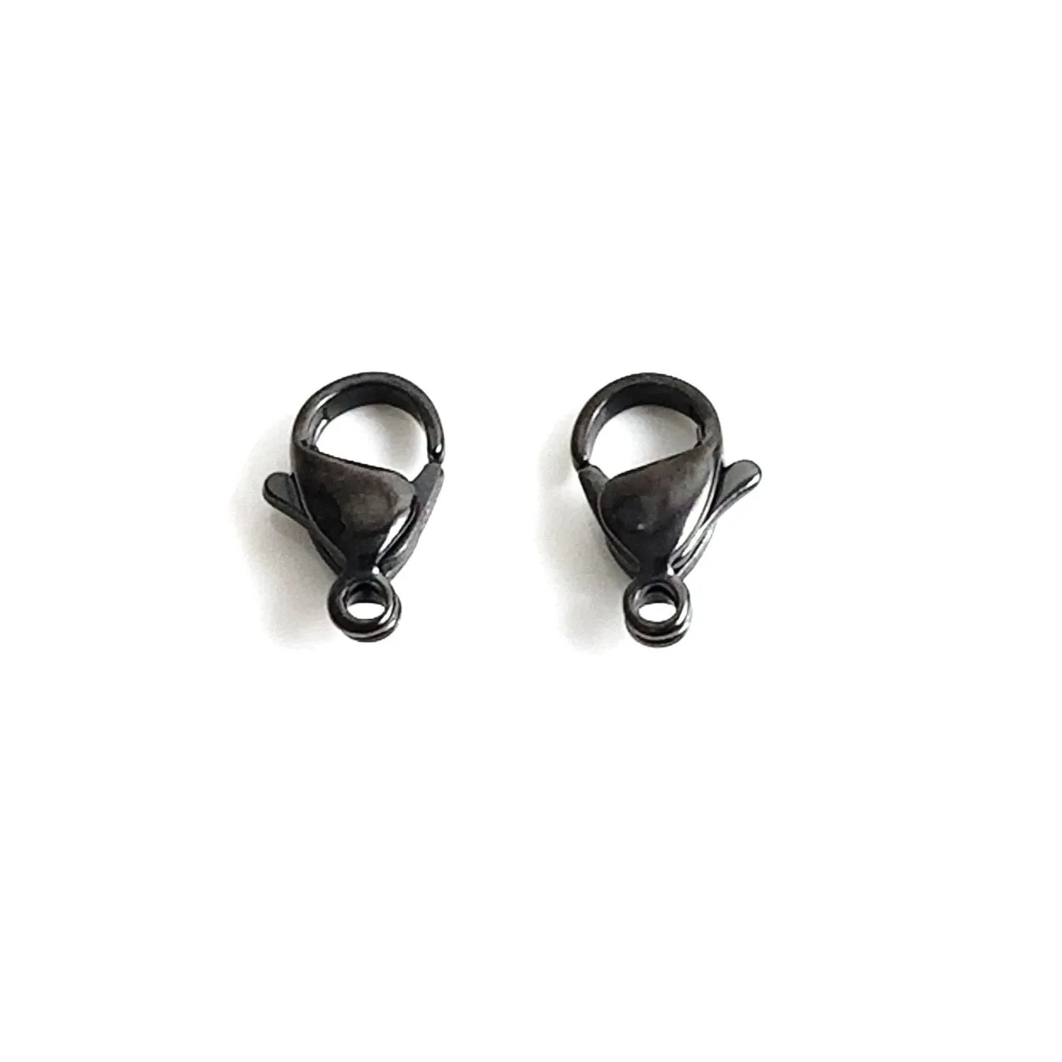 12mm Black Lobster Clasps, Stainless Steel, Lot Size 100 Clasps