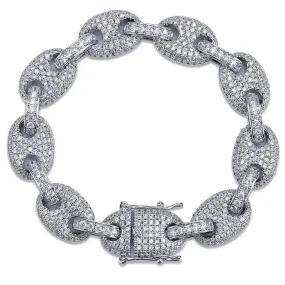 12mm Iced G-Link Bracelet in White Gold