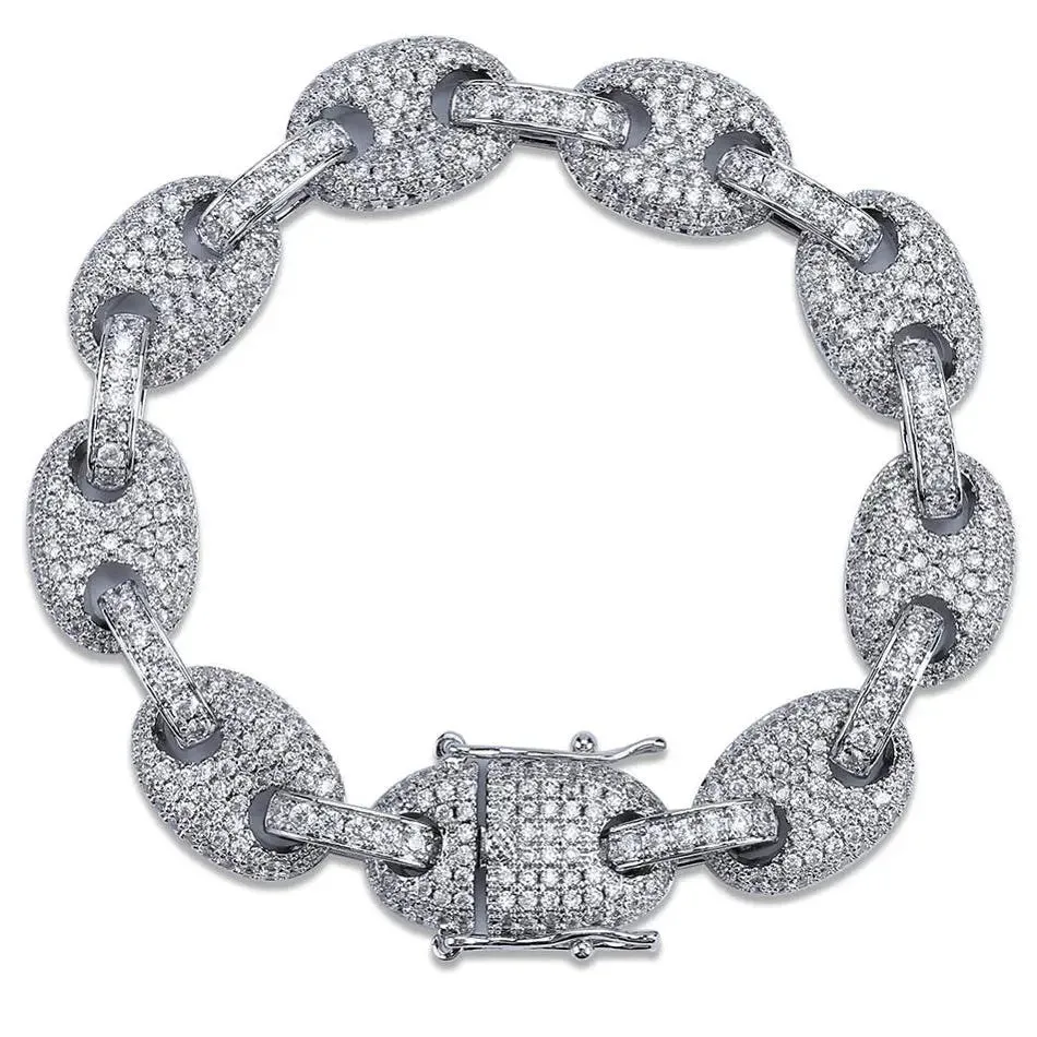 12mm Iced G-Link Bracelet in White Gold