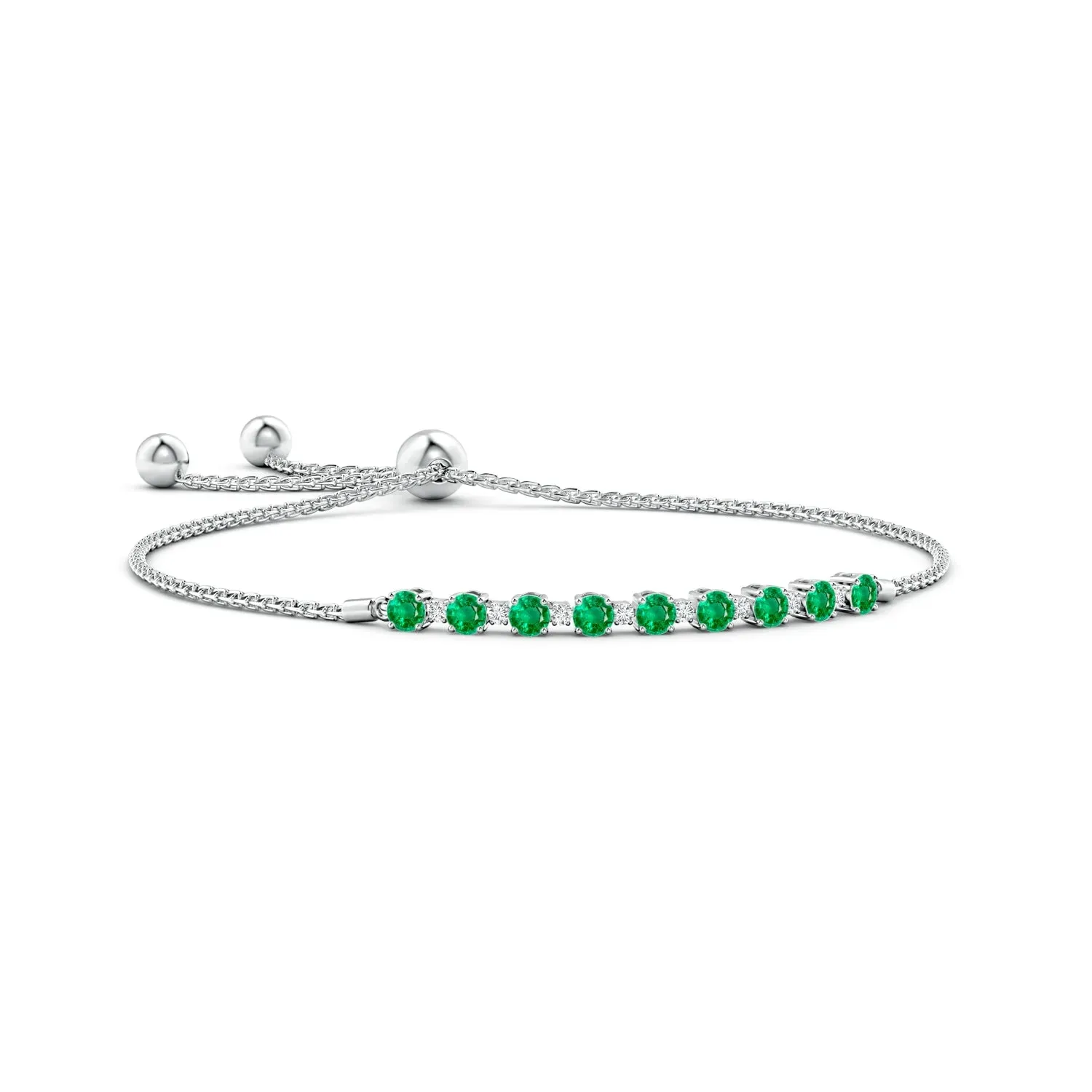 1.37 CT. Emerald and White Sapphire Bolo Tennis Bracelet