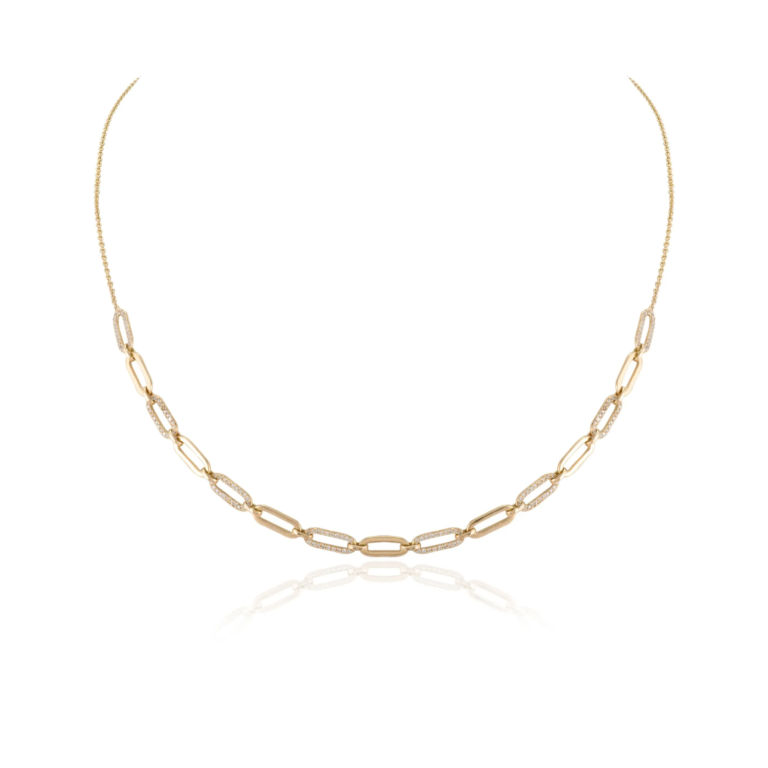 14K Gold Clip On Diamond Chain Necklace