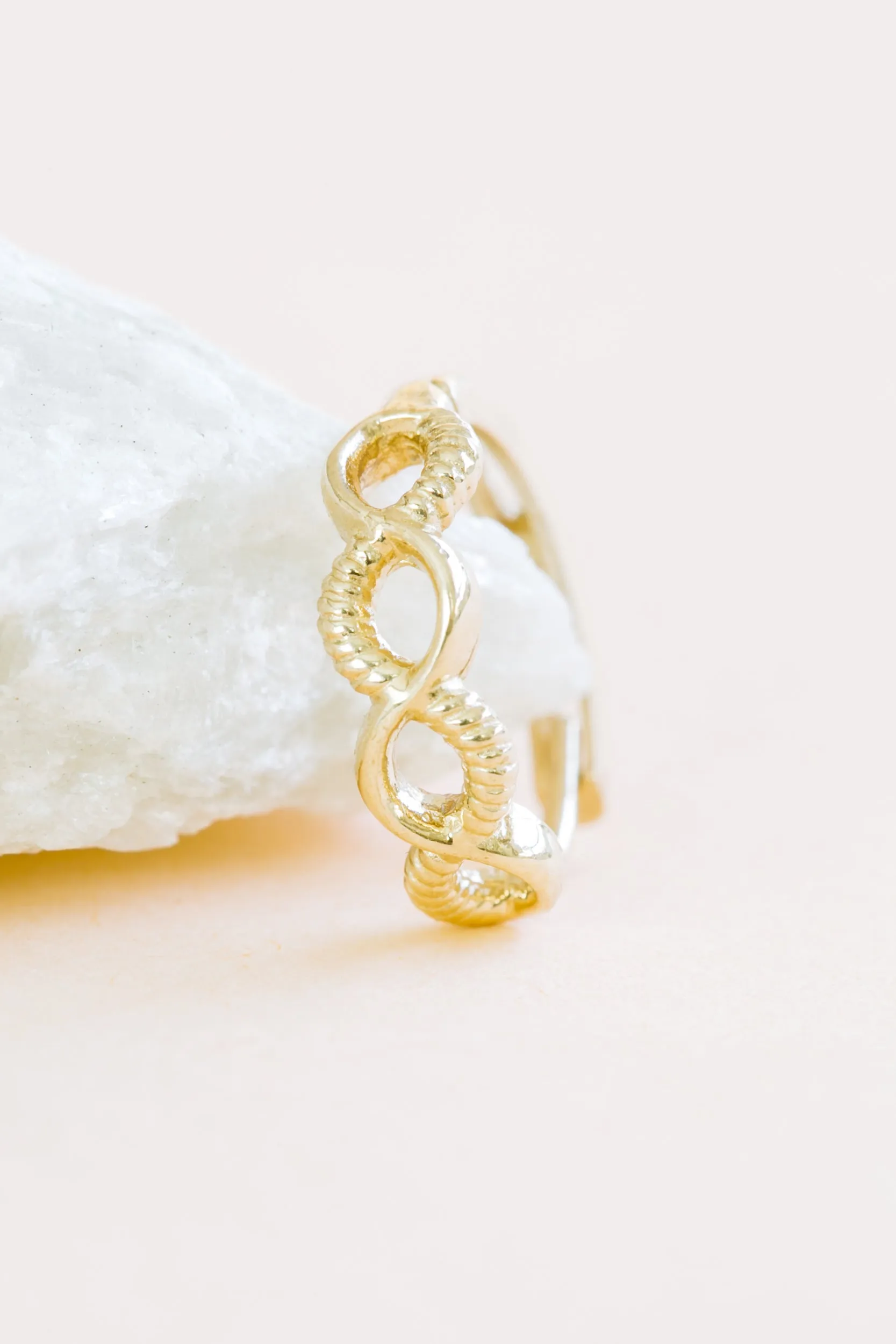 14K Solid Gold Jewelry Twist Infinity Round Earring Hoop Ring