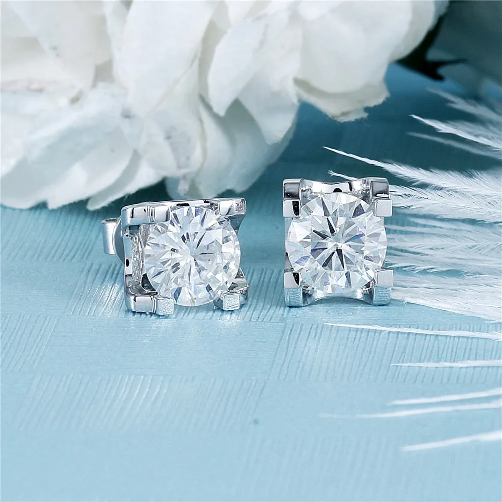 18k White Gold Moissanite Stud Earrings 2ctw