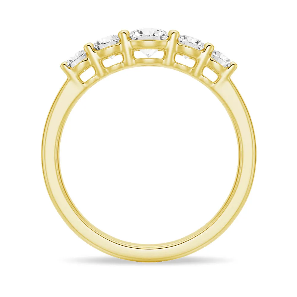 5 Stone Shared Prong Moissanite Anniversary Band