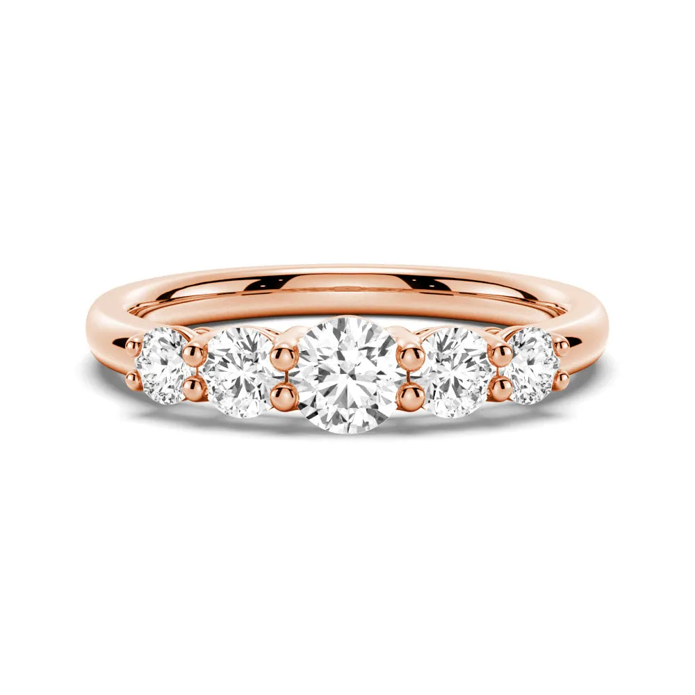 5 Stone Shared Prong Moissanite Anniversary Band