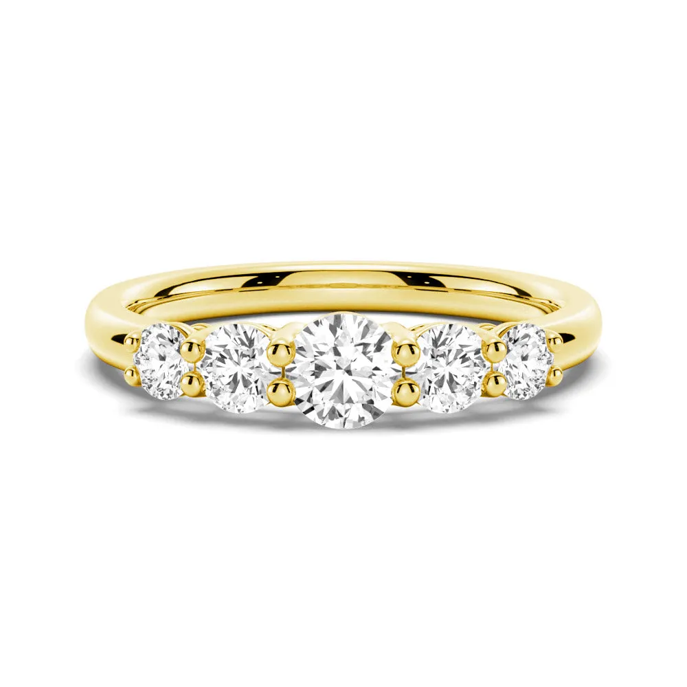 5 Stone Shared Prong Moissanite Anniversary Band