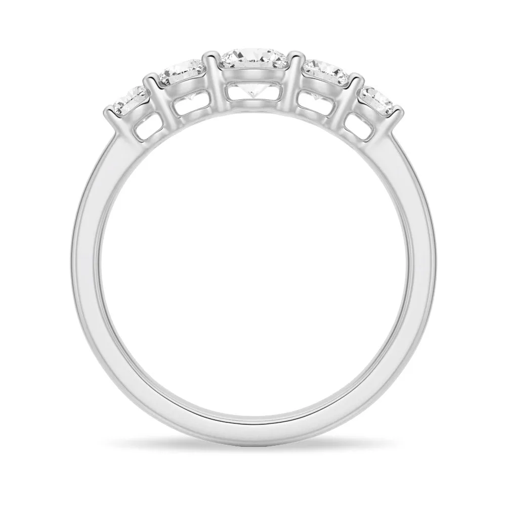 5 Stone Shared Prong Moissanite Anniversary Band