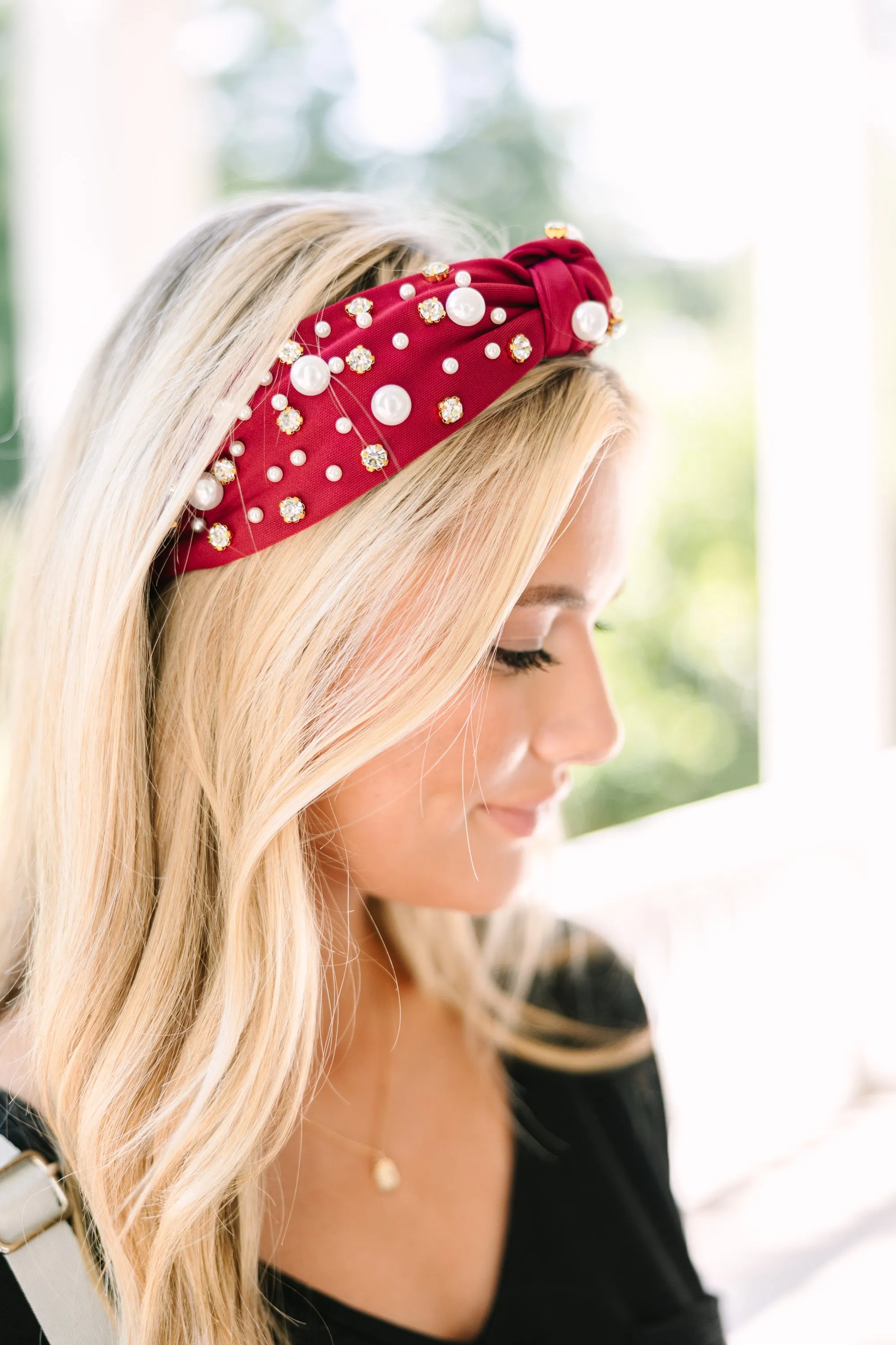 All In Maroon Embellished Headband