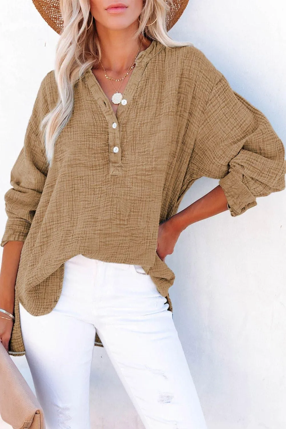 Amy Buttoned Long Sleeve Blouse