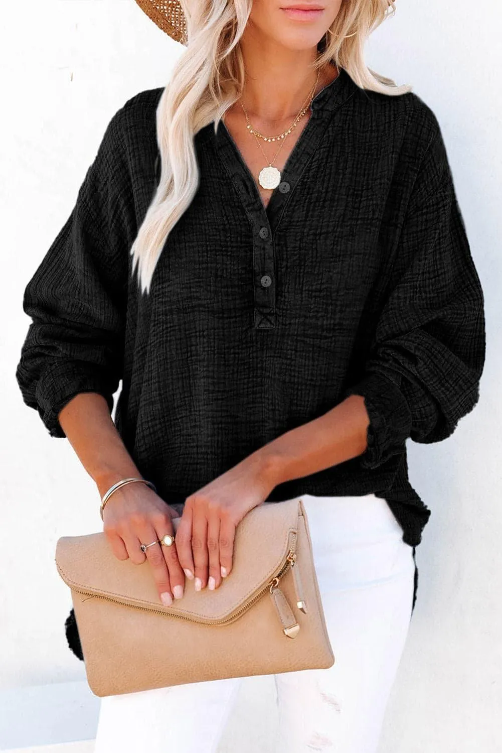 Amy Buttoned Long Sleeve Blouse