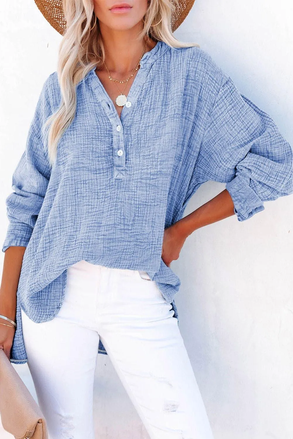 Amy Buttoned Long Sleeve Blouse