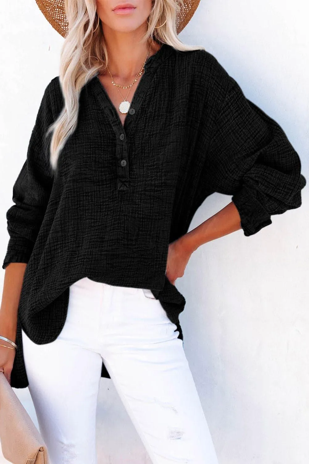 Amy Buttoned Long Sleeve Blouse