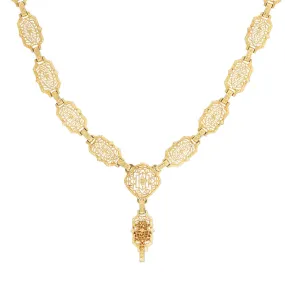 Art Deco 14k Gold Filigree Panel Chain