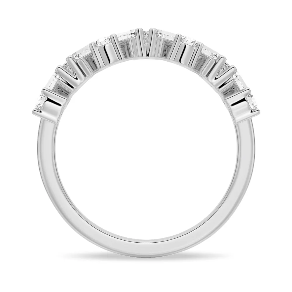 Art Deco Round And Baguette Moissanite Wedding Band