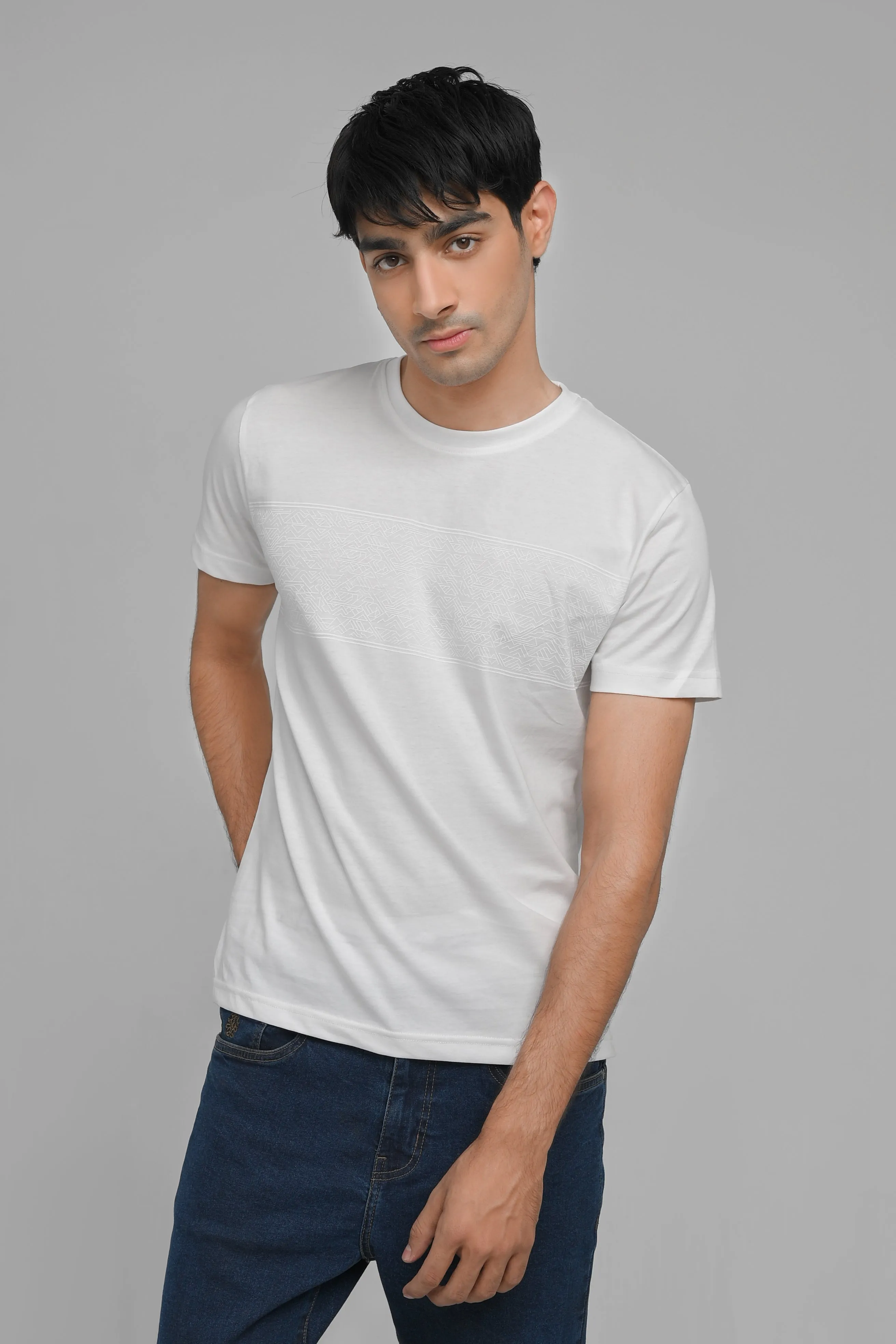 Basic Jersey Round Neck White T-Shirt