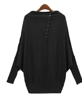 Batwing Sleeve Button Detail Top