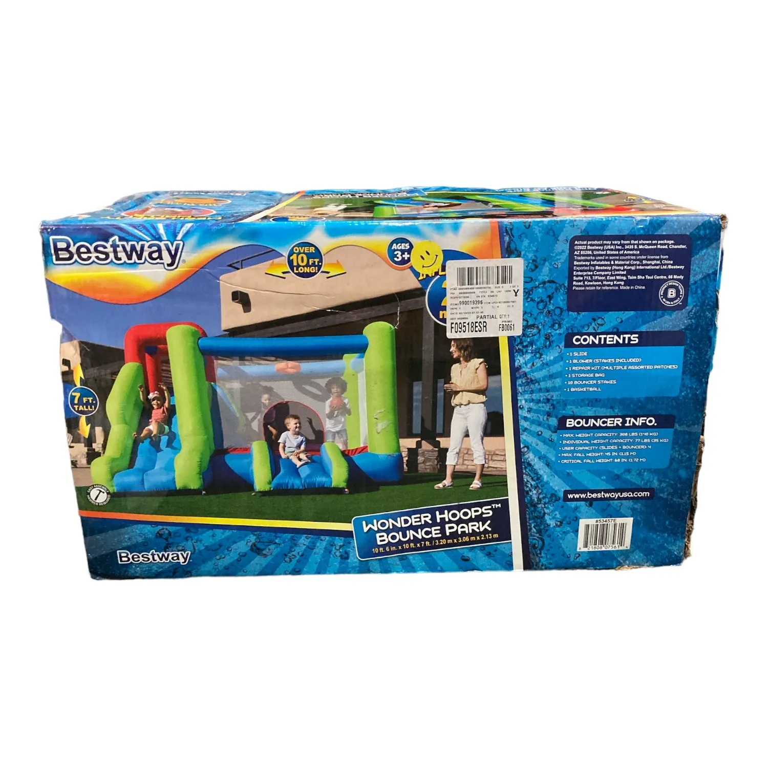 Bestway Wonder Hoops Kids Inflatable Mega Bounce Park, 7' Tall x 10' Long