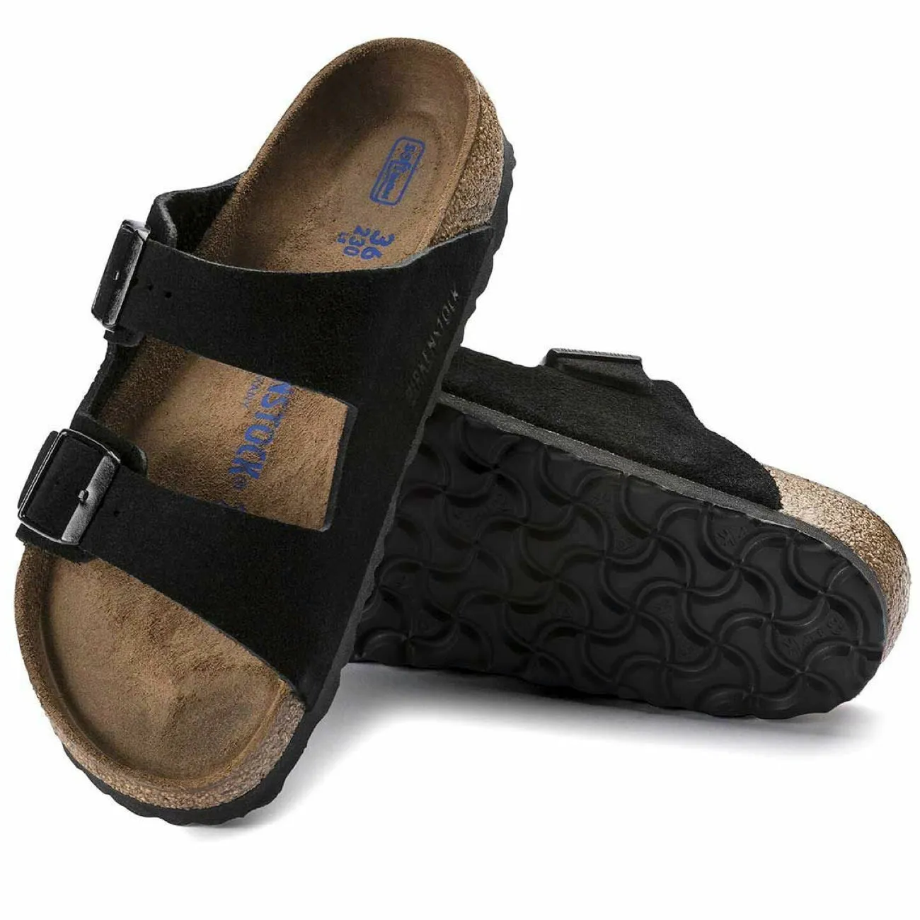 Birkenstock Seasonal, Arizona SFB, Suede Leather, Narrow Fit, Black