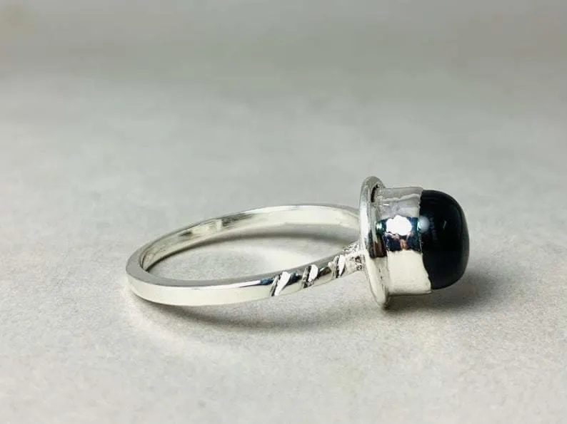 Black Onyx Ring, 925 Silver Ring, Bohemian Ring, Onyx Ring, Minimalist Ring, Gemstone Ring, Sterling Silver Ring, Onyx Jewelry, Gift Ring