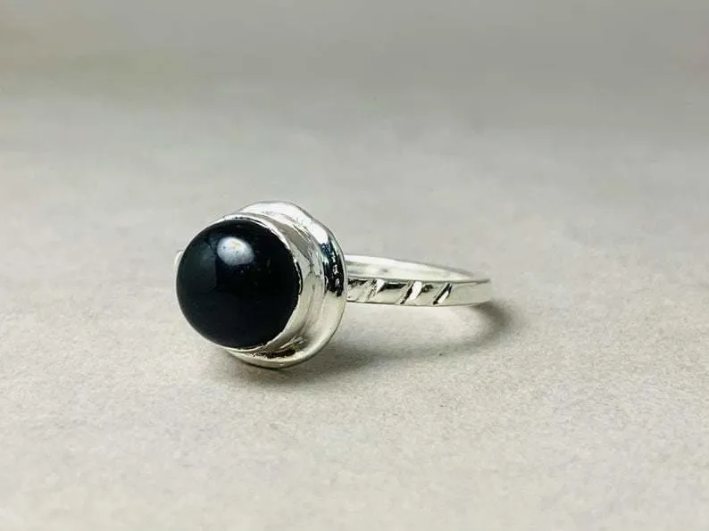 Black Onyx Ring, 925 Silver Ring, Bohemian Ring, Onyx Ring, Minimalist Ring, Gemstone Ring, Sterling Silver Ring, Onyx Jewelry, Gift Ring