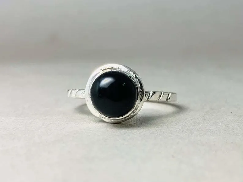 Black Onyx Ring, 925 Silver Ring, Bohemian Ring, Onyx Ring, Minimalist Ring, Gemstone Ring, Sterling Silver Ring, Onyx Jewelry, Gift Ring