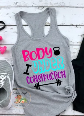 Body Under Construction tank | womens workout tank | fitness tank | funny workout tank | mom workout tank | gym tank