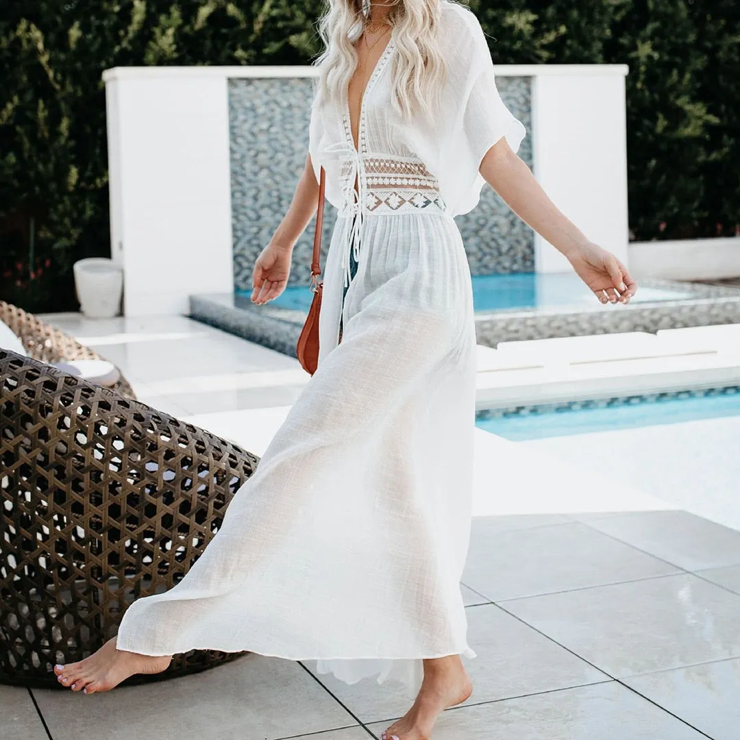 Boho Flow Mesh Sheer Beach Cover Up