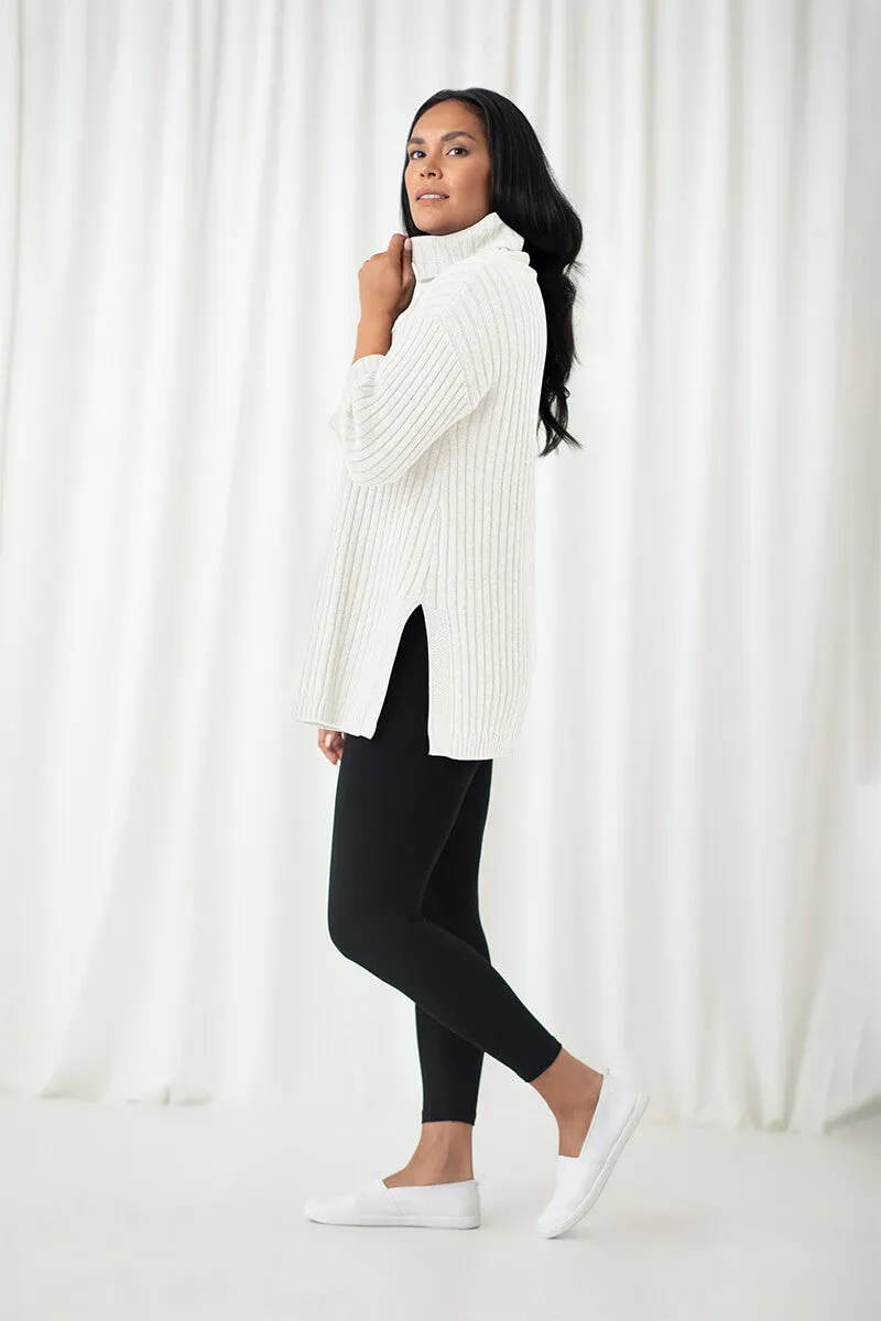 Boxy Rib Sweater Tunic | Cream