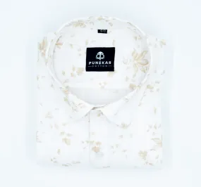 Brown White Color Floral Printed Shirt For Men