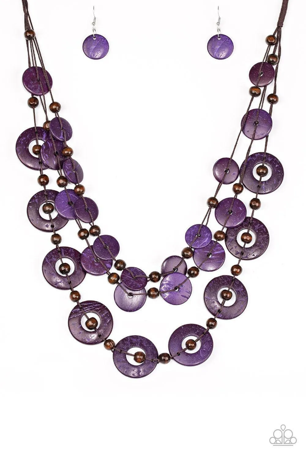 Catalina Coastin' Purple Wood Necklace - Paparazzi Accessories