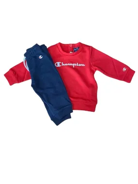 Champion Egagy American Classic Ultra light boy's crew neck tracksuit in brushed cotton 306455 RS005 red-blue