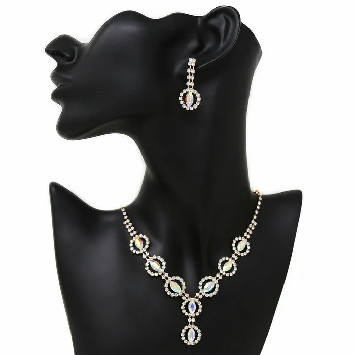 Circle With Marquise Rhinestone Necklace Set