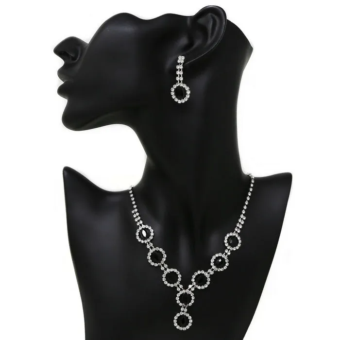 Circle With Marquise Rhinestone Necklace Set