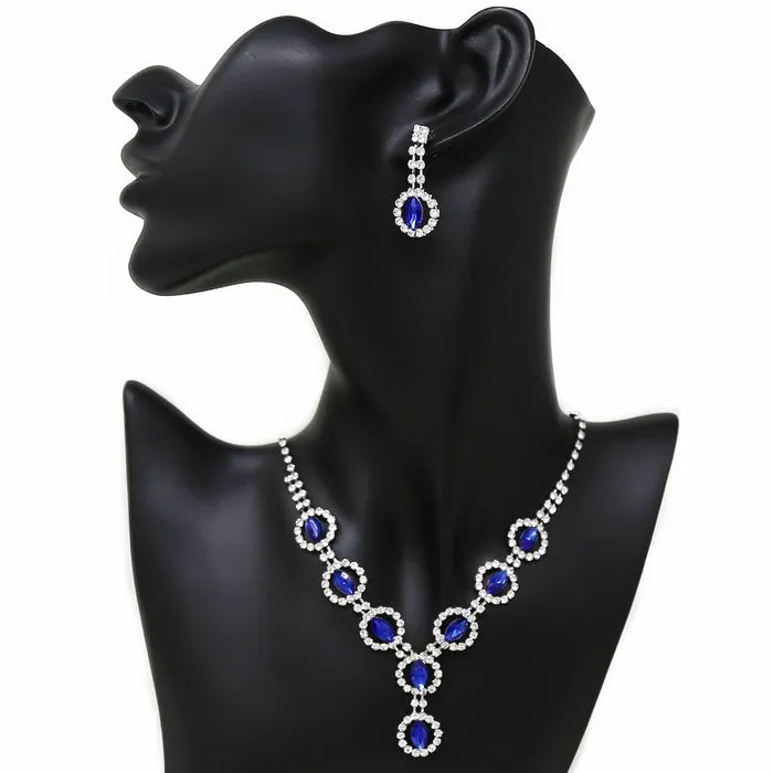 Circle With Marquise Rhinestone Necklace Set