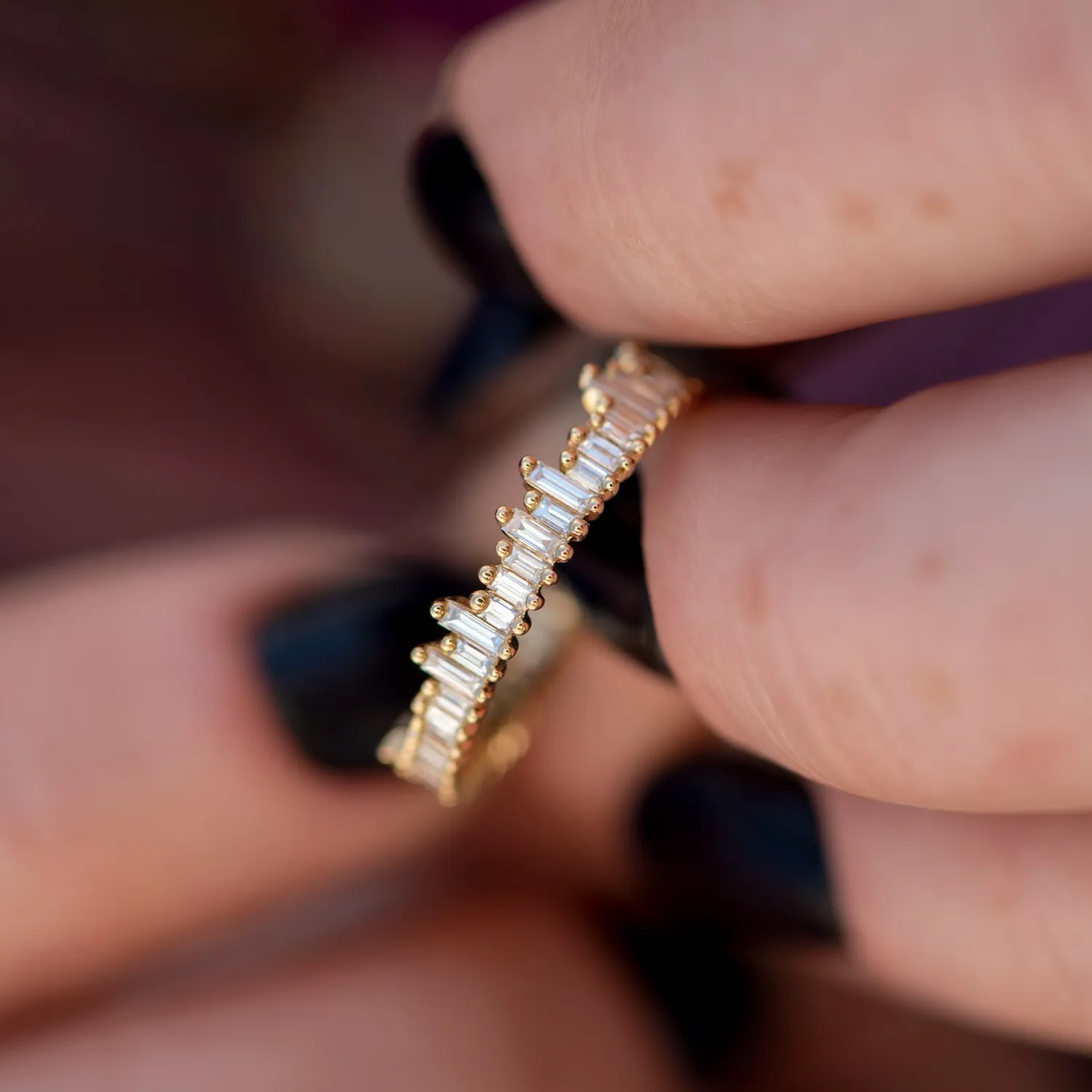 Cityscape Eternity Ring with Needle Baguette Diamonds