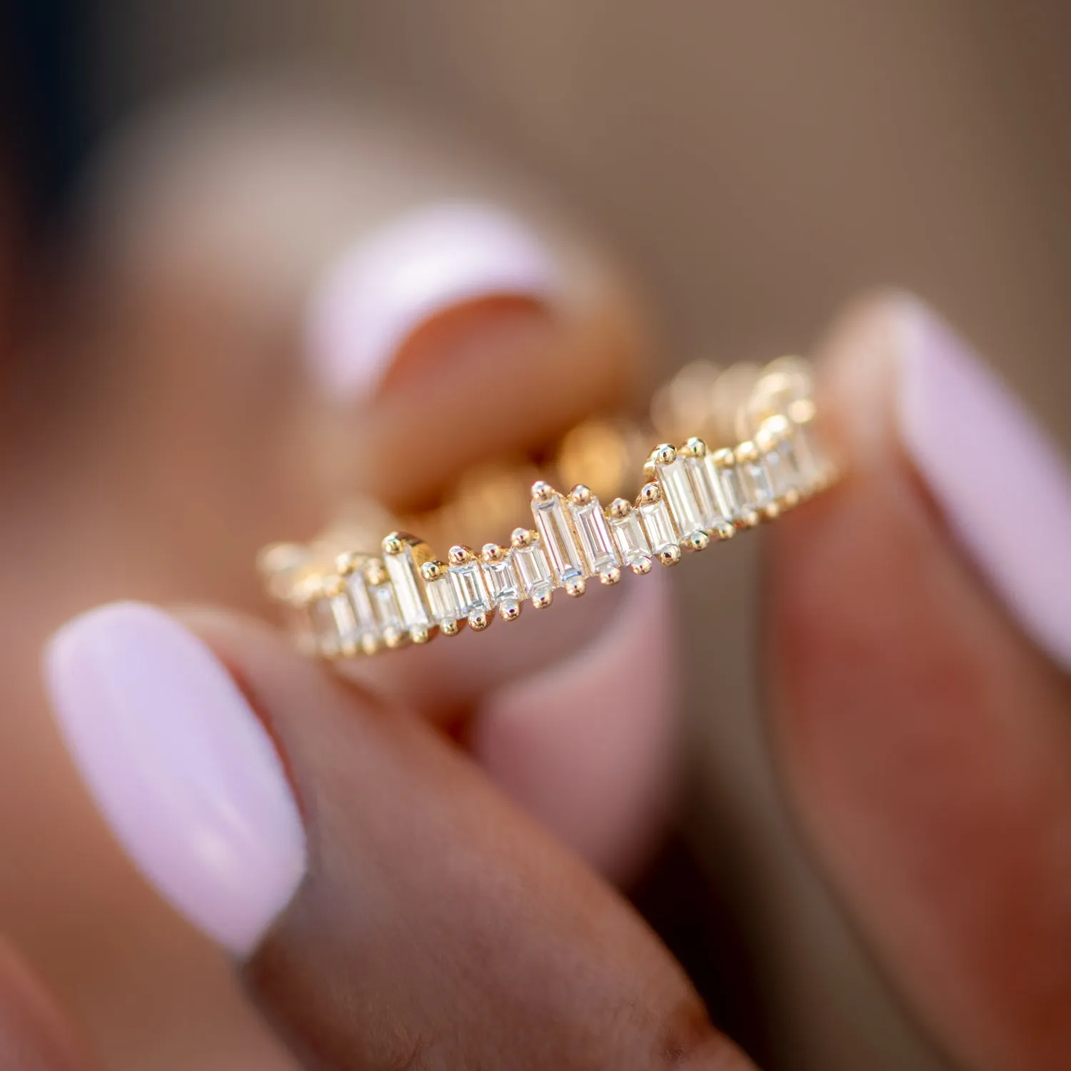 Cityscape Eternity Ring with Needle Baguette Diamonds