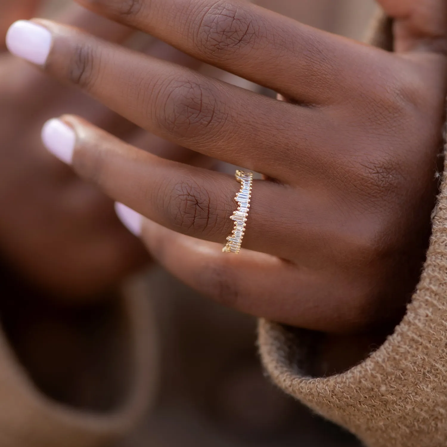 Cityscape Eternity Ring with Needle Baguette Diamonds