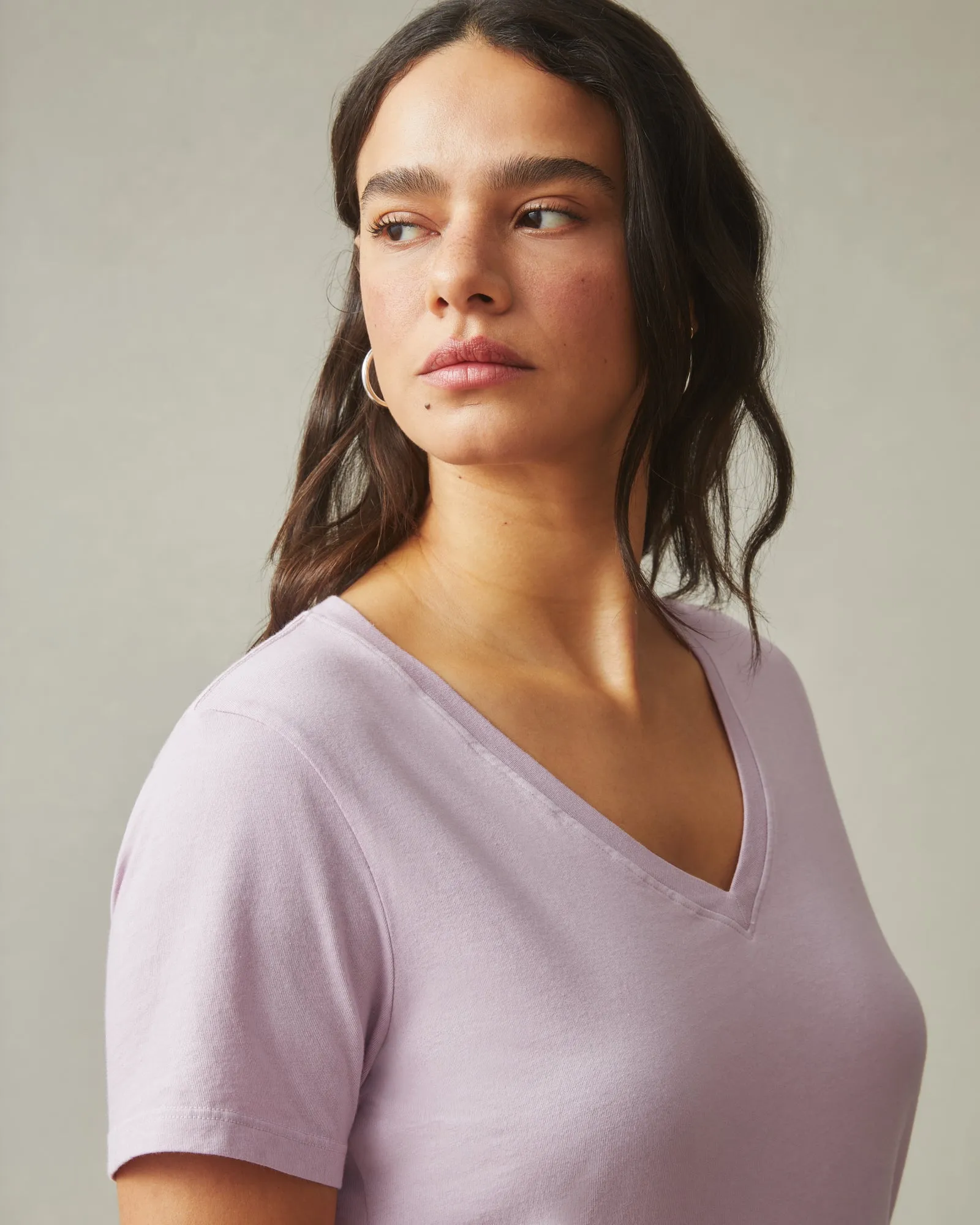 Classic Cotton V-Neck Tee - Keepsake Lilac