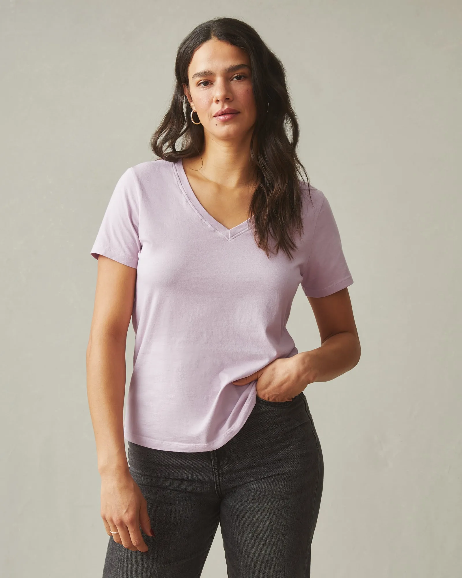 Classic Cotton V-Neck Tee - Keepsake Lilac