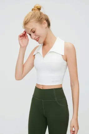 Collared High Neck Longline Crop Top