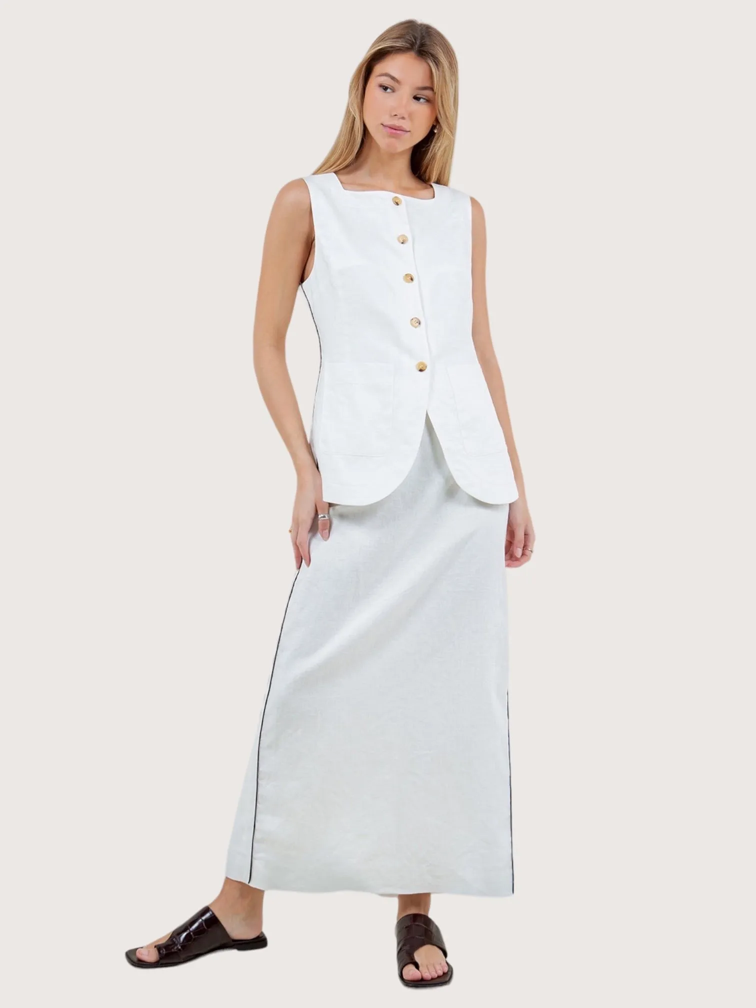 Contrast Trim Maxi Skirt