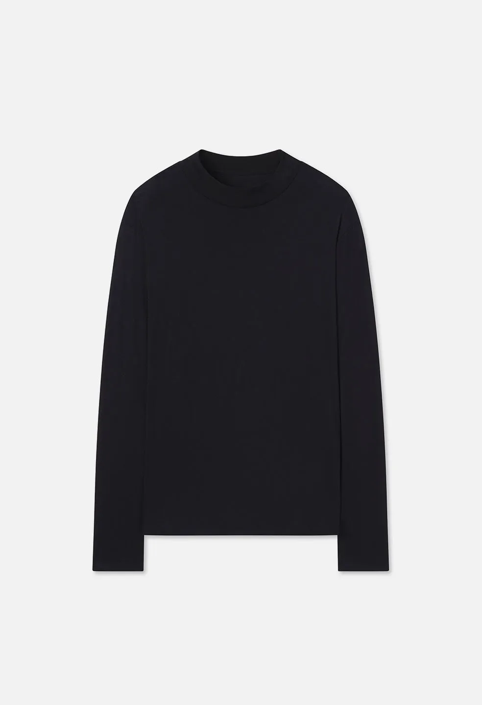 Cotton Cashmere Mock Neck / Black