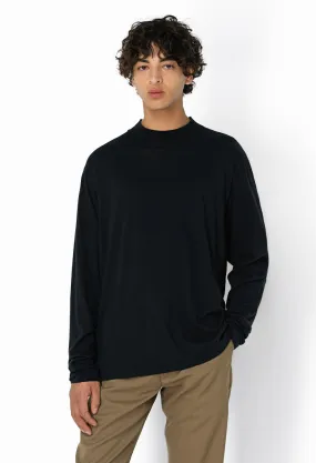 Cotton Cashmere Mock Neck / Black