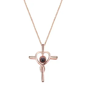 Cross Collarbone Necklace for Women with Picture Inside