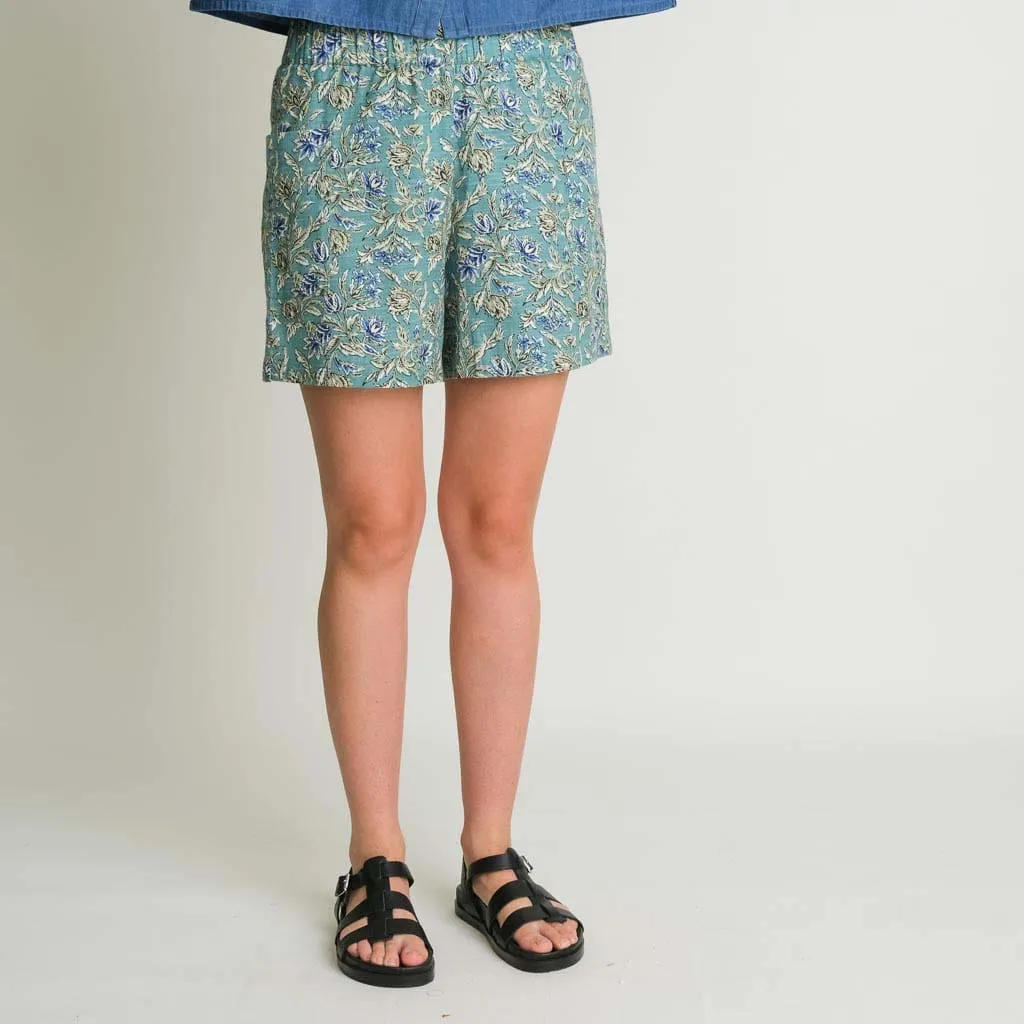 Daria Textured Cotton Pull On Shorts | Floral Print