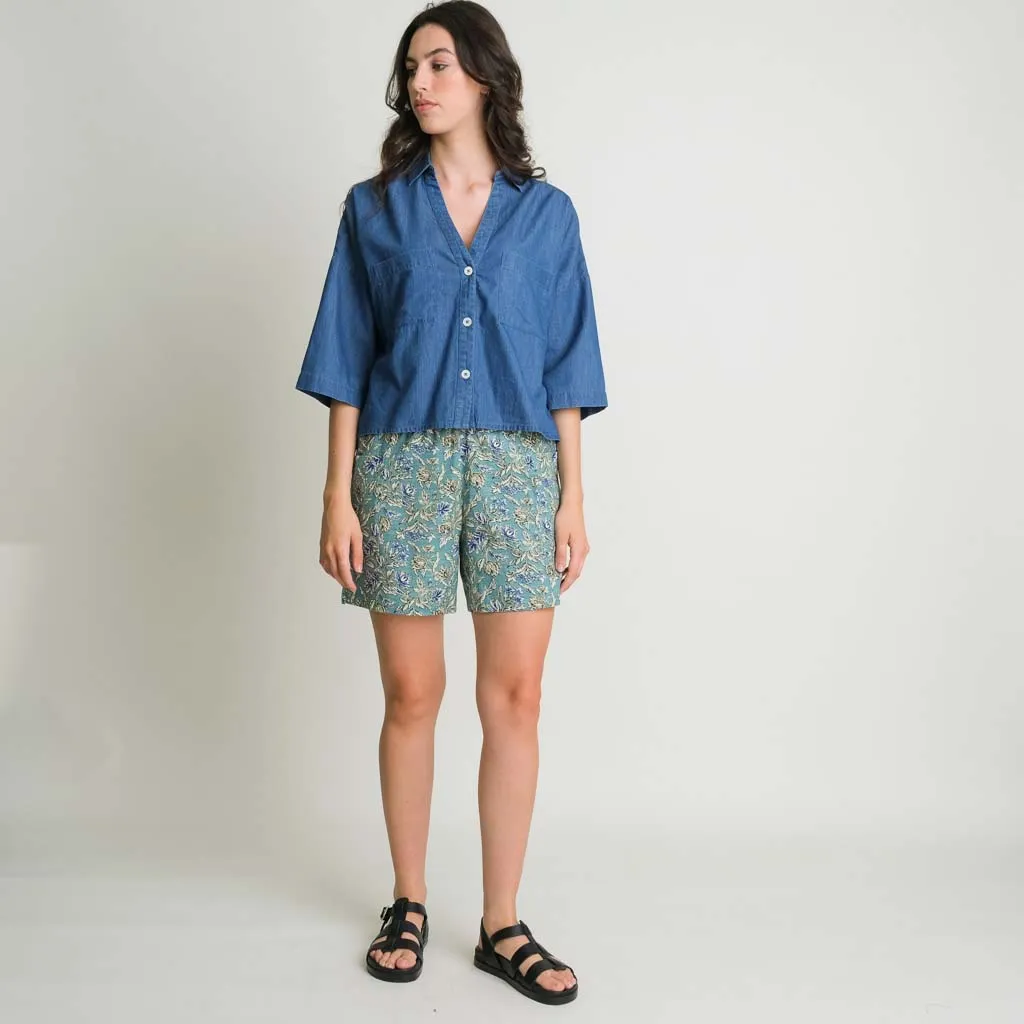 Daria Textured Cotton Pull On Shorts | Floral Print