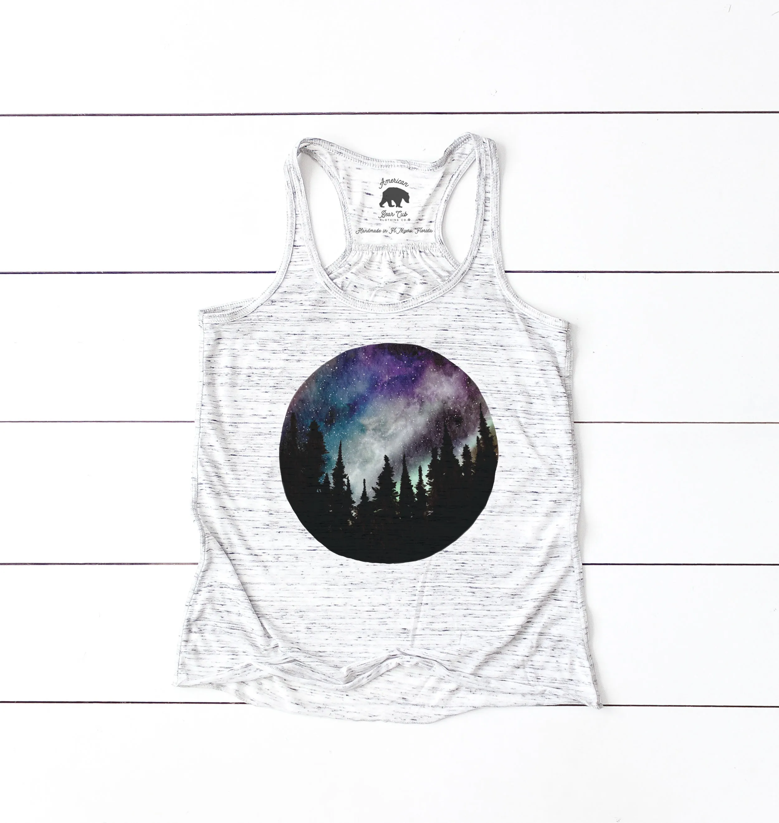 Dark Purple Watercolor Night Sky flowy racerback tank top